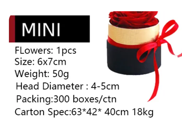 1 unidade de rosa preservada na caixa