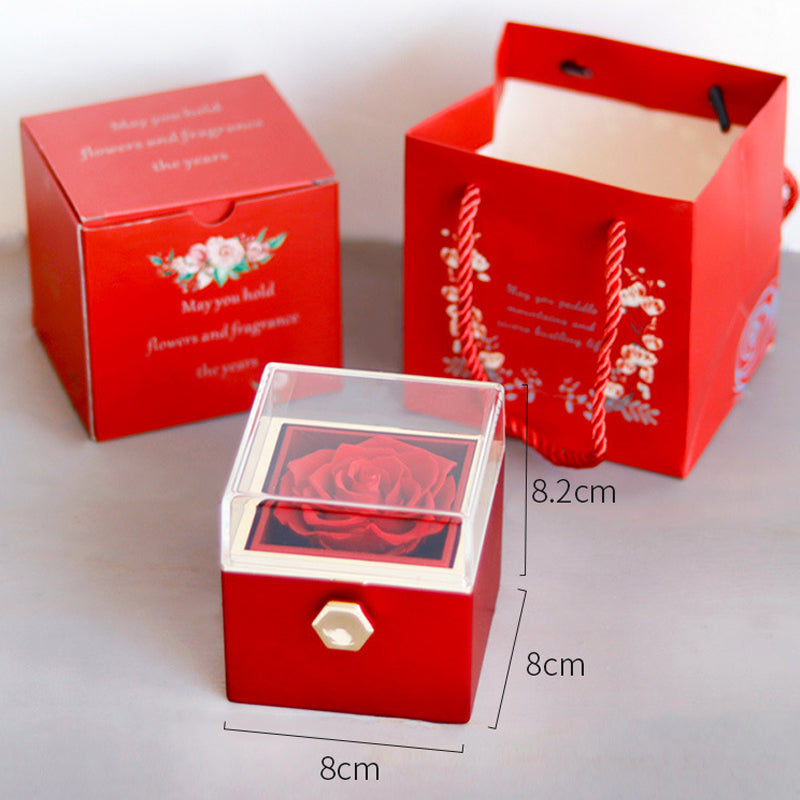 Rotating Preserved Rose Jewelry Box