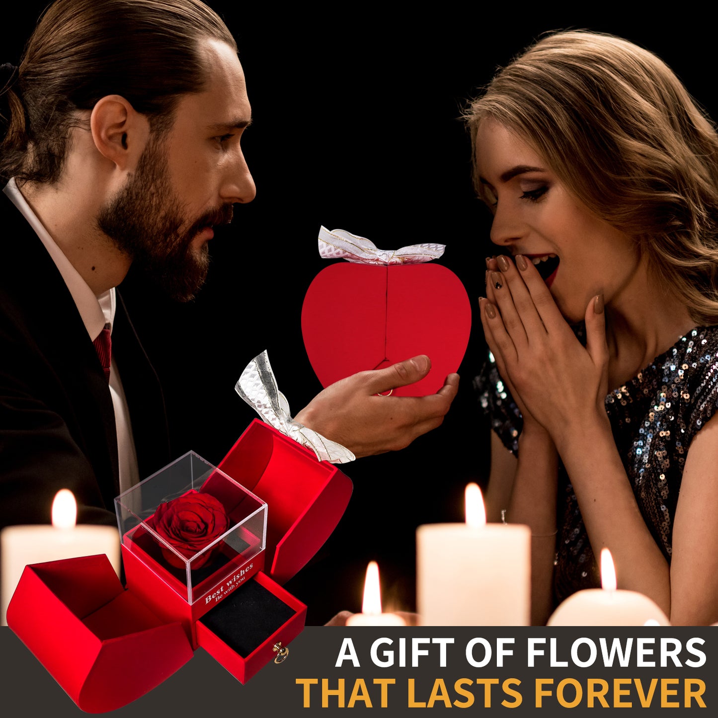 Preserved Rose Apple Shape Jewelry Box