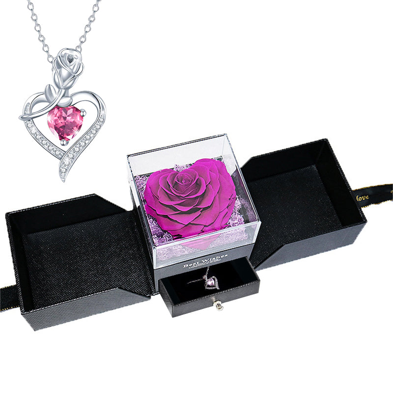 Heart Preserved Rose Jewelry Box