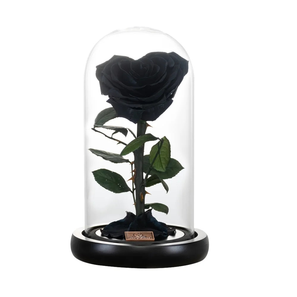 Heart Shape Preserved Rose in Glass Dome