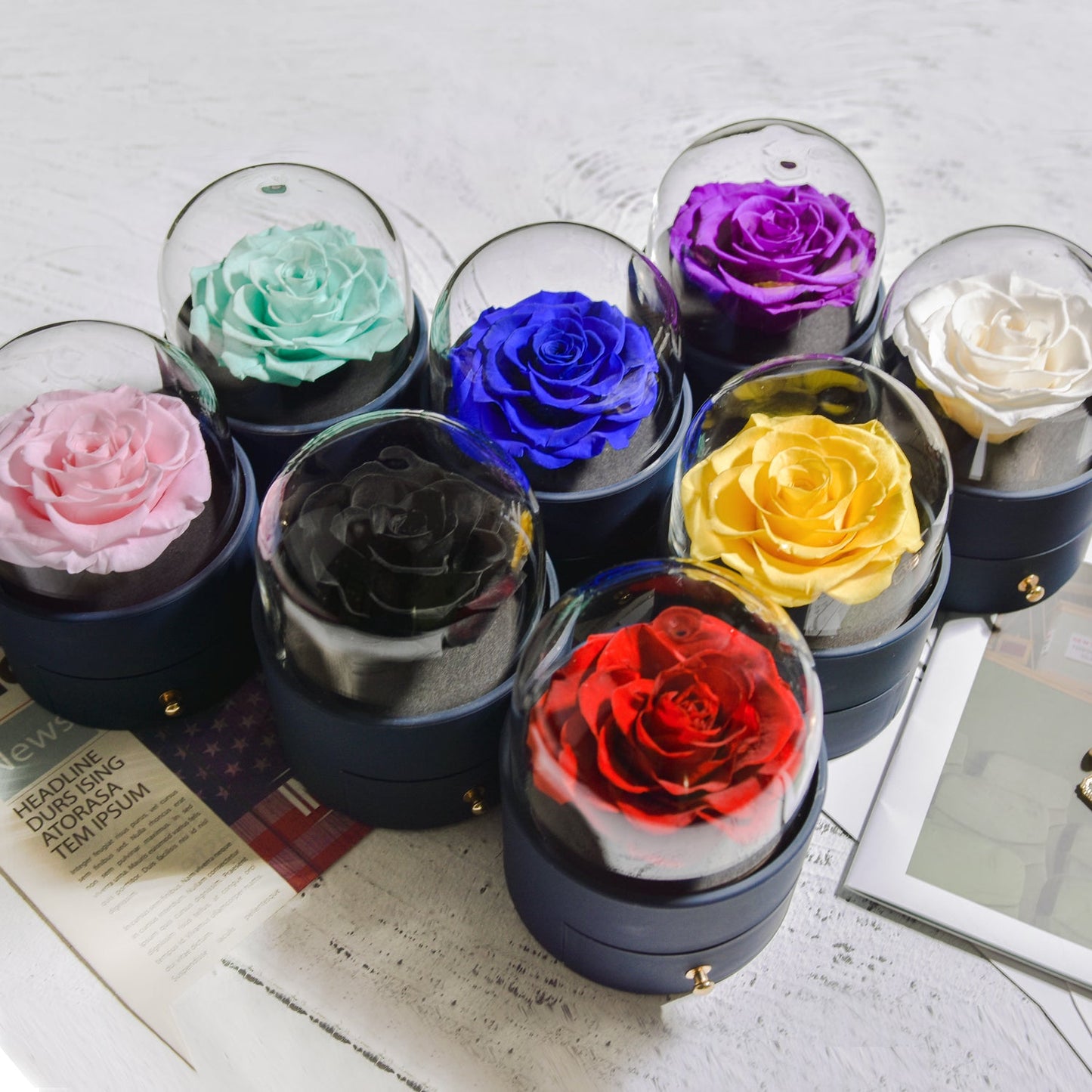 Round Jewelry Rose Box-8 colors