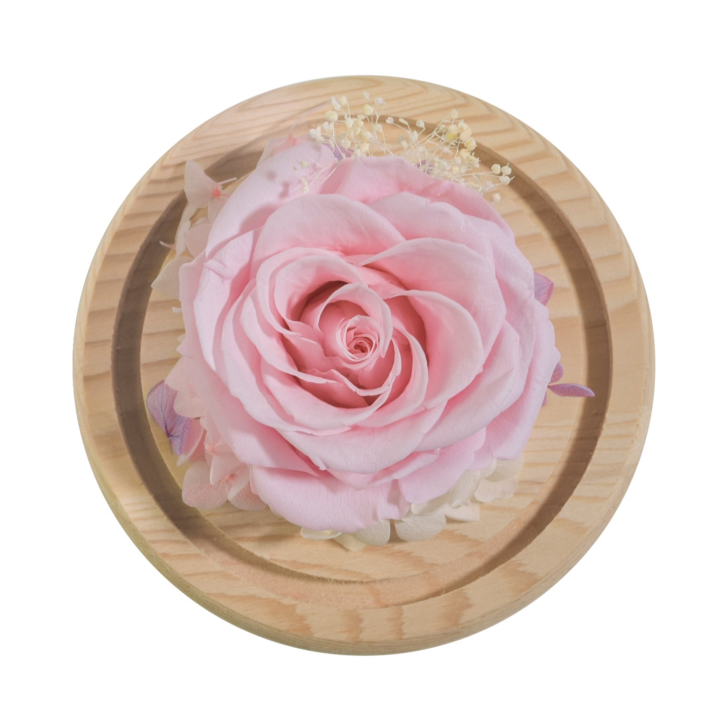 Tall and Short Glass Wood Base Forever Rose With Light