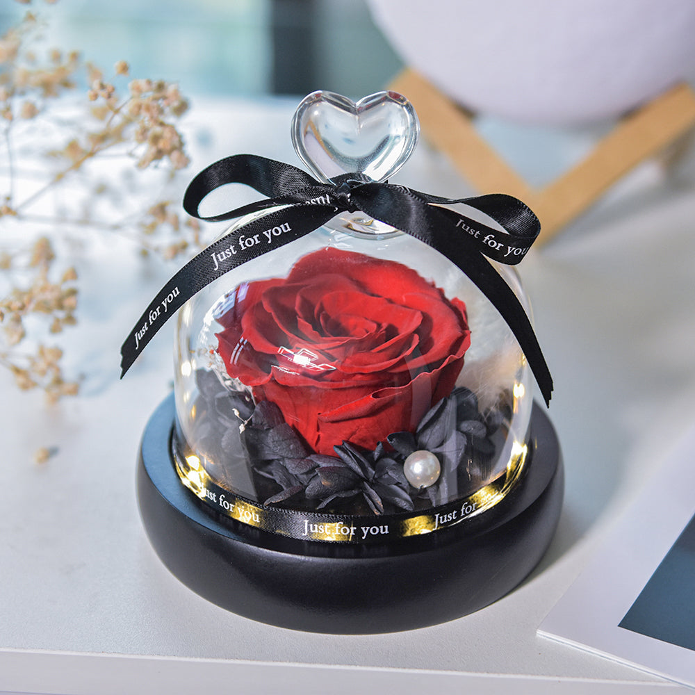 Round Glass Forever Rose With Light