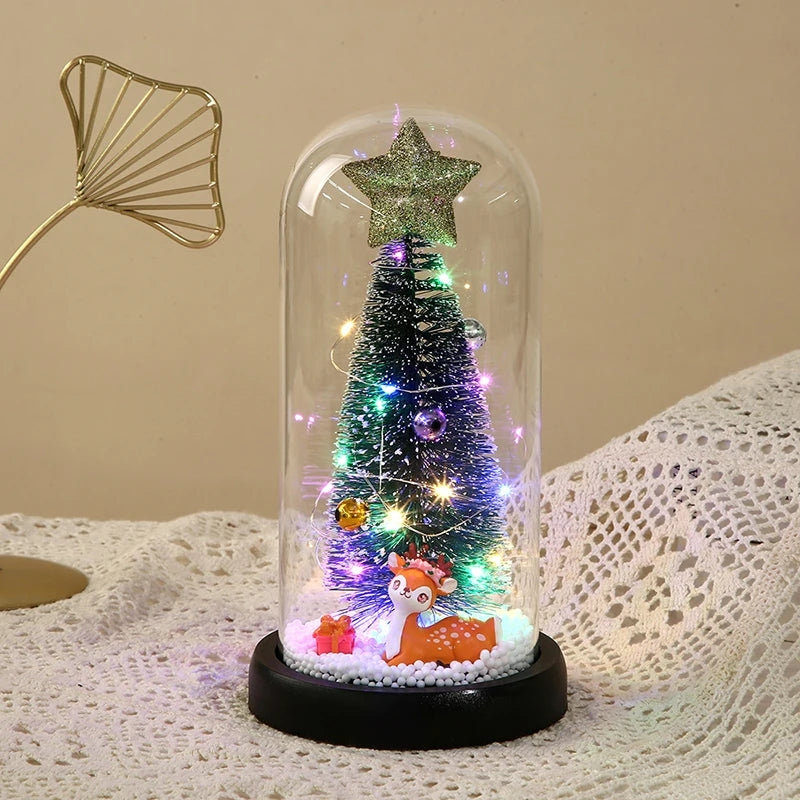 Elk Christmas Tree In Glass Dome