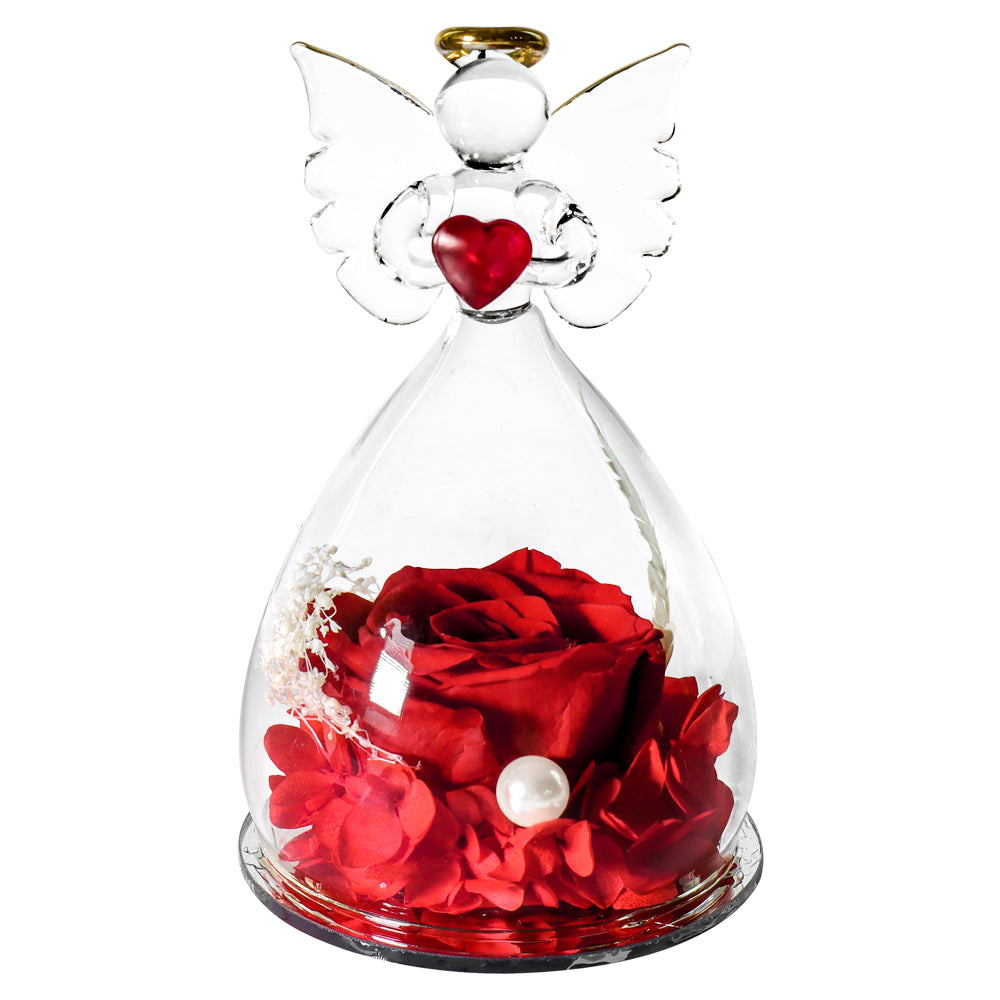 Preserved Rose In Angel Glass Dome