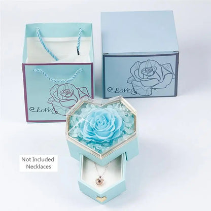Caixa de joias acrílicas preservadas da flor da rosa