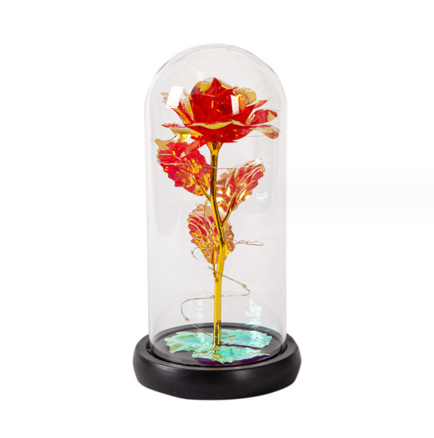 Galaxy Flowers In Glass Dome with Leaves