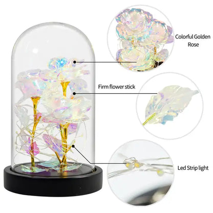 3PCS White Galaxy Flowers In Glass Dome