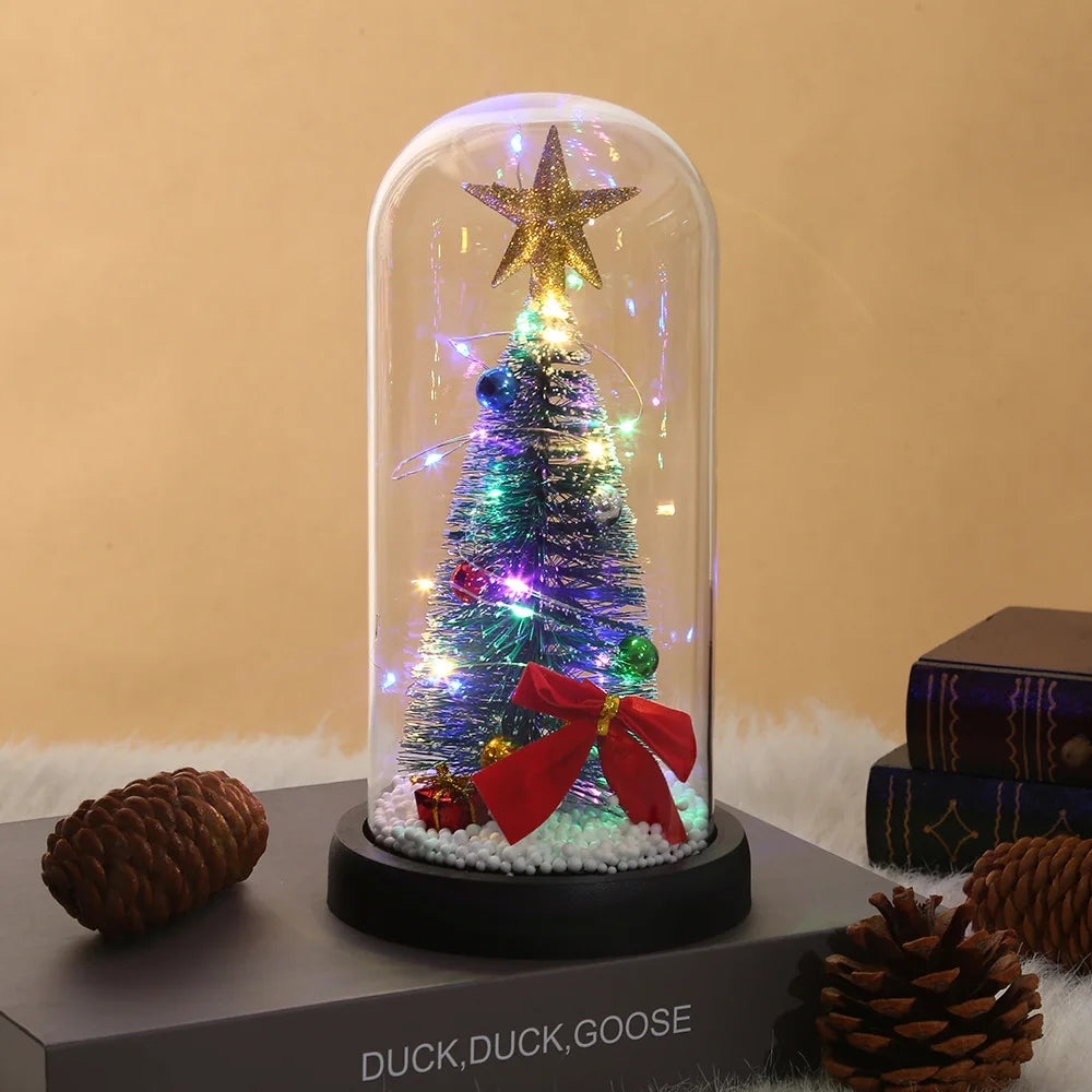 Bow Christmas Tree in Glass Dome