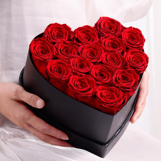 16 PCS Preserved Rose in Heart Box