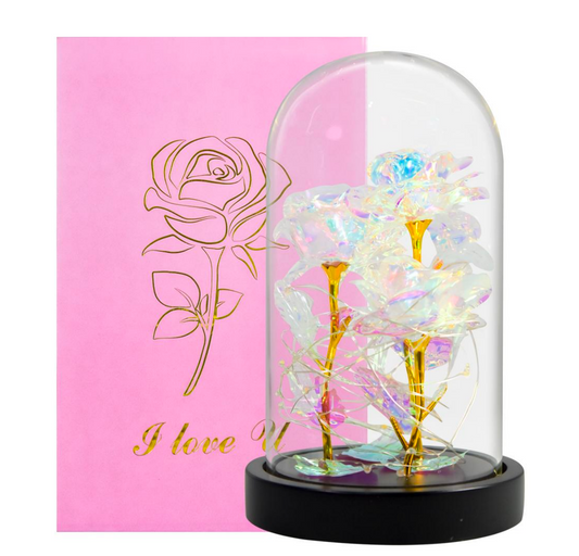 3PCS White Galaxy Flowers In Glass Dome