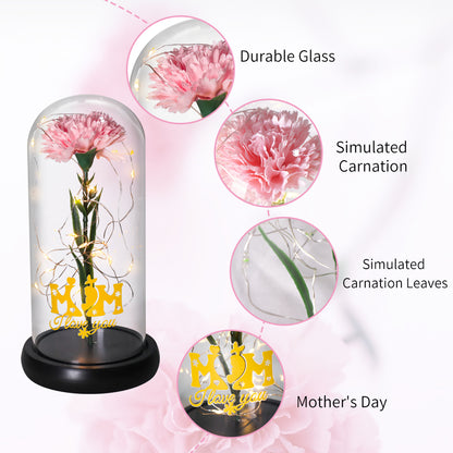 Carnation in glass dome