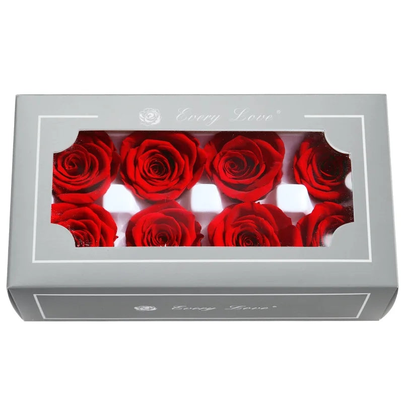 6/8/10pcs Grade A Real Natural Eternal Rose Heads with Box