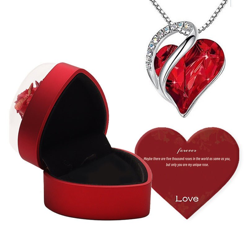Heart Shape Preserved Rose Jewelry Box