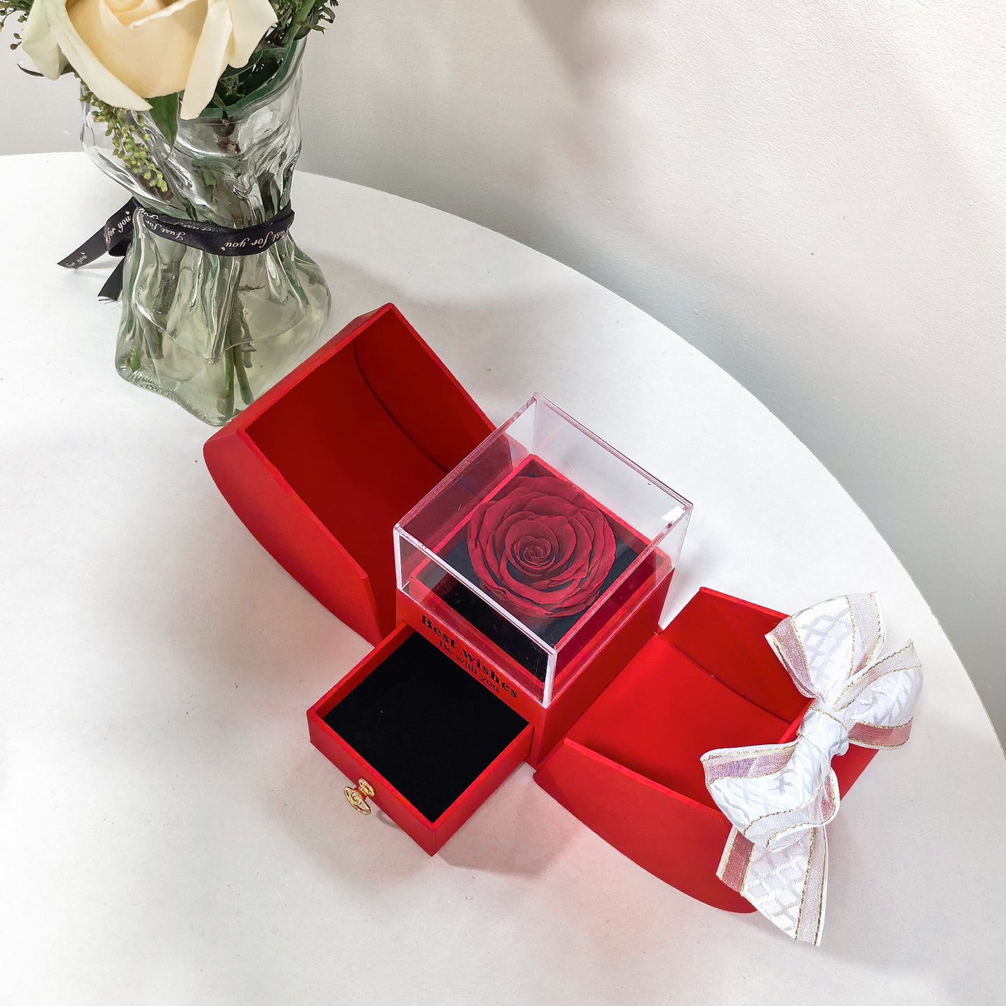 Preserved Rose Apple Shape Jewelry Box