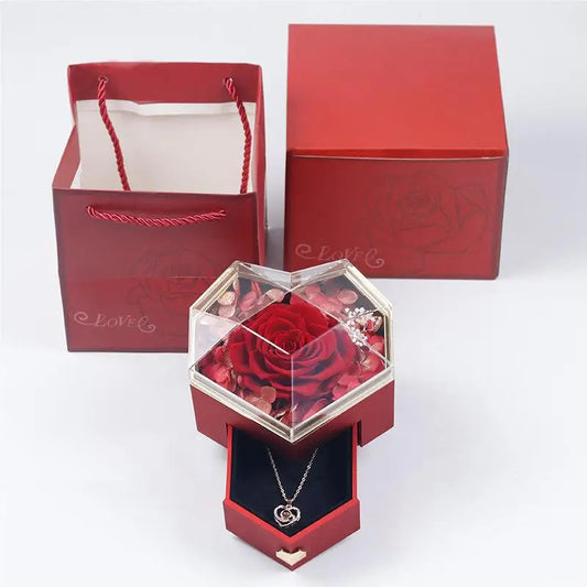 Preserved Rose Flower Acrylic Jewelry Box