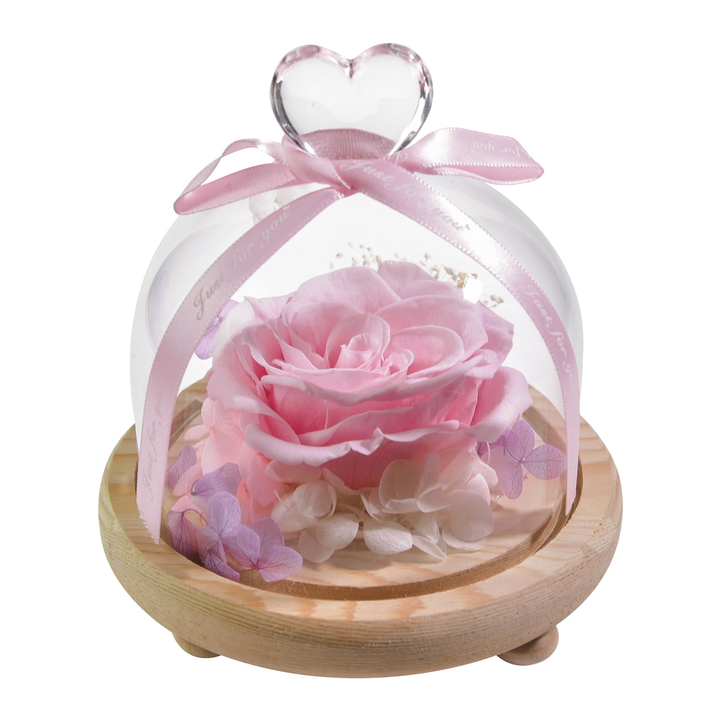 Ainyrose Tall and Short Glass Wood Base Forever Rose With Light