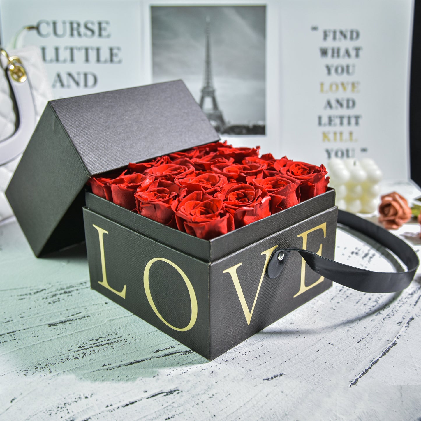 Ainyrose  Square Rose Gift Box 16pcs-3 colors