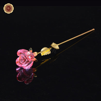 24K Gold Dipped Artificial Rose&Crystal Rose