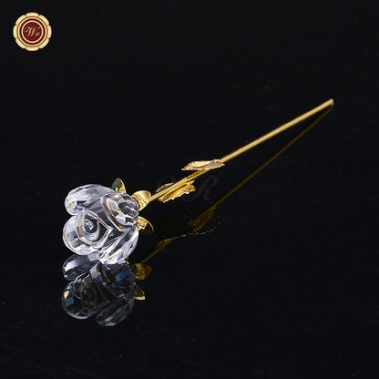 24K Gold Dipped Artificial Rose&Crystal Rose