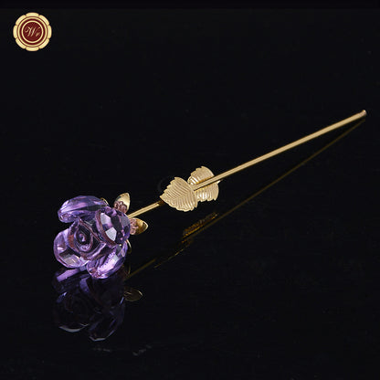 24K Gold Dipped Artificial Rose&Crystal Rose