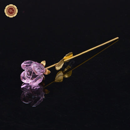 24K Gold Dipped Artificial Rose&Crystal Rose