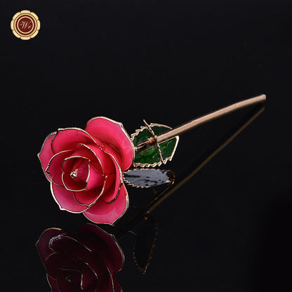 24K Gold Dipped Artificial Rose&Crystal Rose