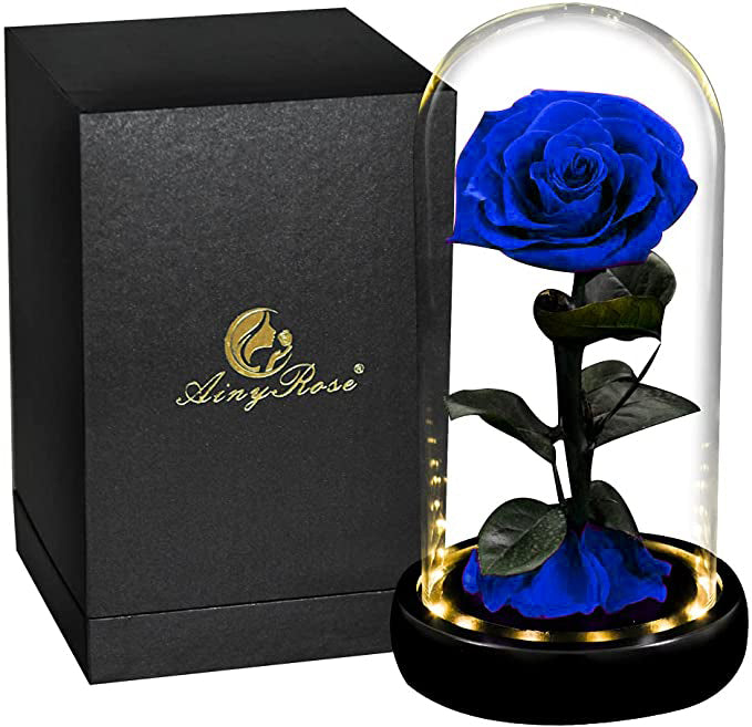 Ainyrose Real Forever Rose con LED Rojo Eternal Rose 5 Colores